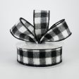 1.5  Fuzzy Flannel Check Ribbon: Black & White (10 Yards) Online Hot Sale