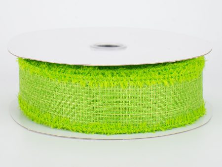 1.5  Chenille Edge Ribbon: Fresh Green (10 Yards) Online Sale