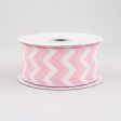 1.5  Canvas Chevron Ribbon: Light Pink & White (10 Yards) Sale