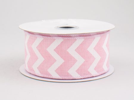 1.5  Canvas Chevron Ribbon: Light Pink & White (10 Yards) Sale