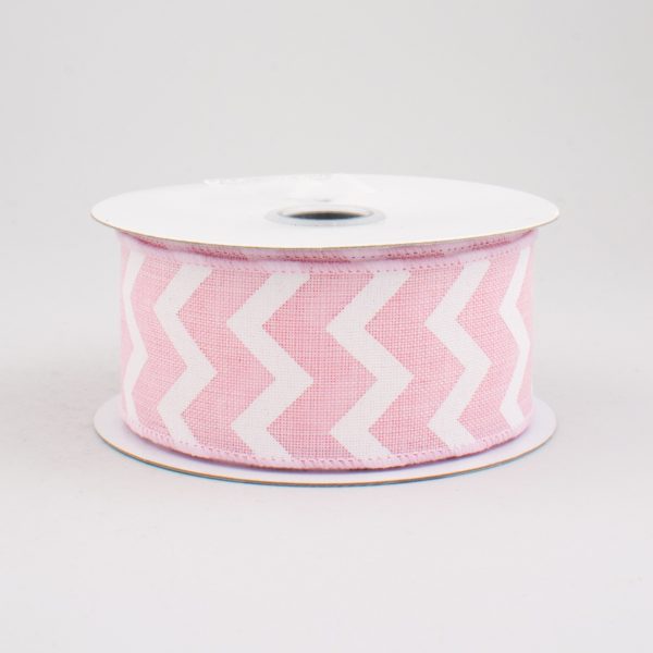 1.5  Canvas Chevron Ribbon: Light Pink & White (10 Yards) Sale