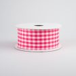 1.5  Gingham Check Wired Ribbon: Dark Pink & White (10 Yards) on Sale