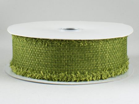 1.5  Chenille Edge Ribbon: Moss Green (10 Yards) Online