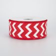 1.5  Canvas Chevron Ribbon: Red & White (10 yards) For Sale