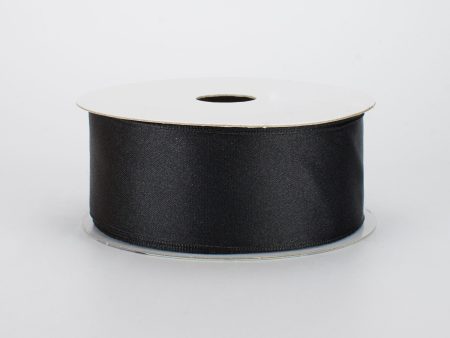 1.5  Double Face Satin Wired Ribbon: Black (10 Yards) Cheap