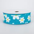 1.5  Daisy Print Ribbon: Turquoise (10 Yards) Online now