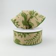 1.5  Embroidered Greenery Ribbon: Beige & Green (10 Yards) Online Hot Sale