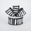 1.5  Distressed Stripe Ribbon: Black & White (10 Yards) For Discount