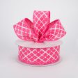 1.5  Glittered Argyle Ribbon: Hot Pink & White (10 Yards) Fashion