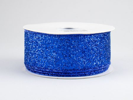 1.5  Glitter On Metallic Ribbon: Royal Blue (10 Yards) Hot on Sale