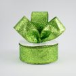 1.5  Glitter On Metallic Ribbon: Lime (10 Yards) For Discount