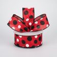 1.5  Canvas Polka Dots Ribbon: Red, Black & White (10 Yards) Supply