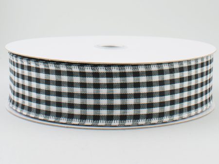 1.5  Gingham Check Wired Ribbon: Black & White (50 Yards) Hot on Sale