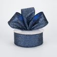 1.5  Glitter On Metallic Ribbon: Navy Blue (10 Yards) Cheap