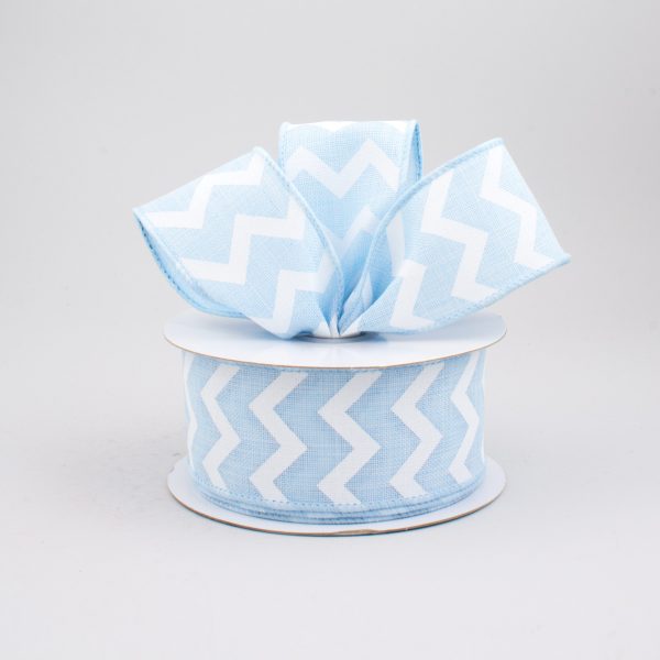 1.5  Canvas Chevron Ribbon: Light Blue & White (10 Yards) For Cheap