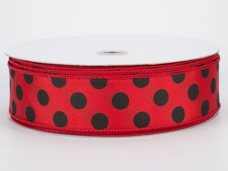 1.5  Big Polka Dot Ribbon: Red & Black (50 Yards) Fashion