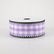 1.5  Gingham Check Dashed Edge Ribbon: Lavender & White (10 Yards) Hot on Sale