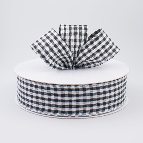 1.5  Gingham Check Wired Ribbon: Black & White (50 Yards) Hot on Sale