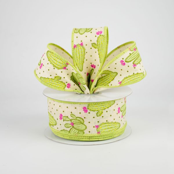 1.5  Cactus Ribbon: Cream (10 Yards) Online Hot Sale