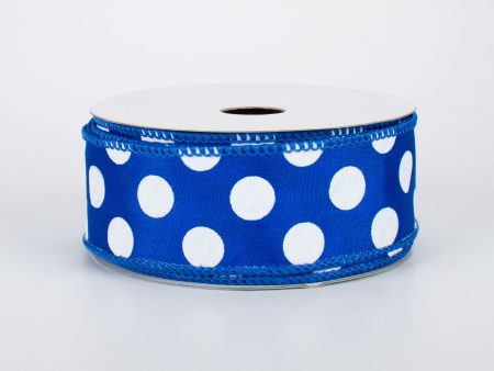 1.5  Big Polka Dot Ribbon: Royal Blue & White (10 Yards) Sale