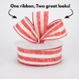 1.5  Fuzzy Pajama Stripe Ribbon: Red & White (10 Yards) For Sale