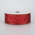 1.5  Glitter On Metallic Ribbon: Red (10 Yards) Online Hot Sale