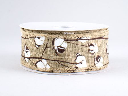 1.5  Cotton Boll Ribbon: Natural (10 Yards) For Cheap