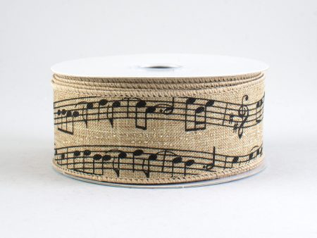 1.5  Glittered Music Note Ribbon: Faux Burlap (10 Yards) Online now