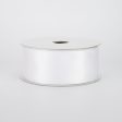 1.5  Double Face Satin Wired Ribbon: White (10 Yards) on Sale