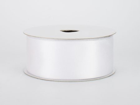 1.5  Double Face Satin Wired Ribbon: White (10 Yards) on Sale