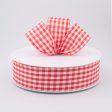 1.5  Gingham Check Wired Ribbon: Red & White (50 Yards) Supply