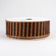 1.5  Glitter Stripe Canvas Ribbon: Black & Bright Orange (10 Yards) Online Hot Sale