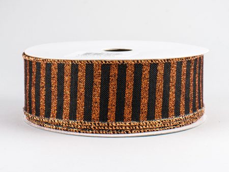 1.5  Glitter Stripe Canvas Ribbon: Black & Bright Orange (10 Yards) Online Hot Sale