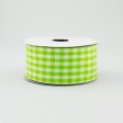 1.5  Gingham Check Wired Ribbon: Fresh Green & White (10 Yards) Supply