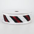 1.5  Chenille Edge Diagonal Glitter Stripe Ribbon: Black, Red, White (10 Yards) Online now