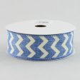 1.5  Canvas Chevron Ribbon: Denim Blue & Ivory (10 Yards) For Cheap