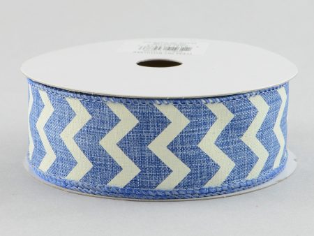 1.5  Canvas Chevron Ribbon: Denim Blue & Ivory (10 Yards) For Cheap