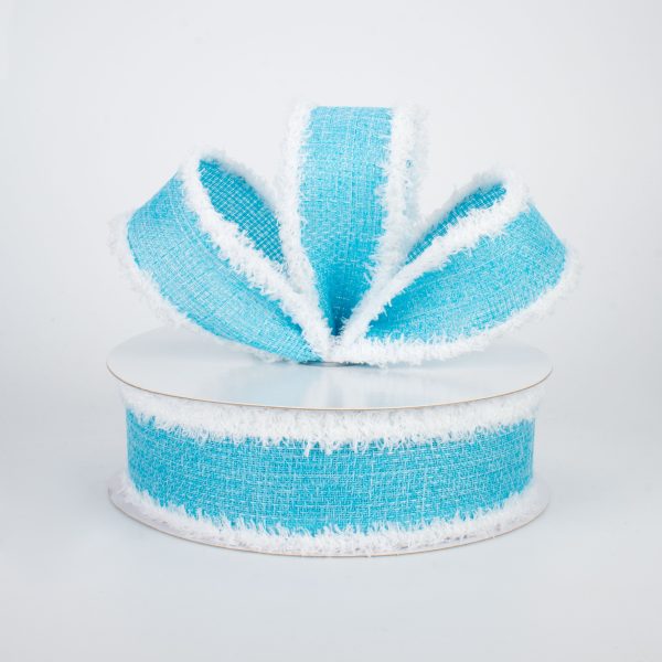 1.5  Chenille Edge Ribbon: Light Blue & White (10 Yards) Hot on Sale