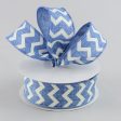 1.5  Canvas Chevron Ribbon: Denim Blue & Ivory (10 Yards) For Cheap