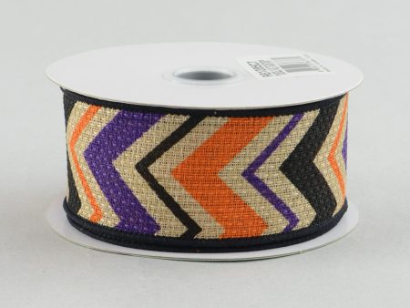 1.5  Faux Burlap Halloween Chevron Ribbon (10 Yards) Online now