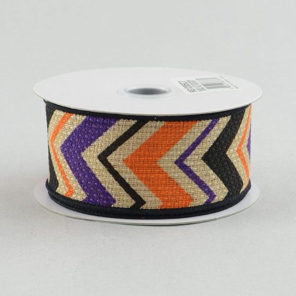 1.5  Faux Burlap Halloween Chevron Ribbon (10 Yards) Online now