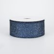 1.5  Glitter On Metallic Ribbon: Navy Blue (10 Yards) Cheap