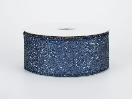 1.5  Glitter On Metallic Ribbon: Navy Blue (10 Yards) Cheap