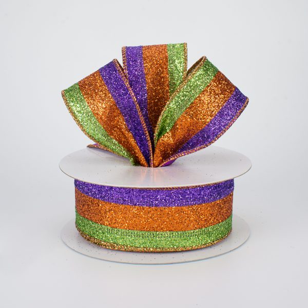 1.5  Glitter Stripe Ribbon: Halloween (10 Yards) For Sale