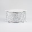 1.5  Glitter On Metallic Ribbon: Silver (10 Yards) Fashion