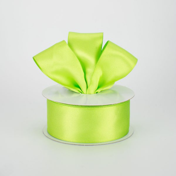 1.5  Double Face Satin Wired Ribbon: Lime Green (10 Yards) Discount