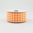 1.5  Gingham Check Wired Ribbon: Orange & White (10 Yards) For Cheap