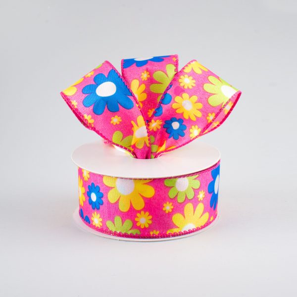 1.5  Bright Flowers Ribbon: Fuchsia (10 Yards) Online