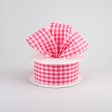 1.5  Gingham Check Wired Ribbon: Dark Pink & White (10 Yards) on Sale