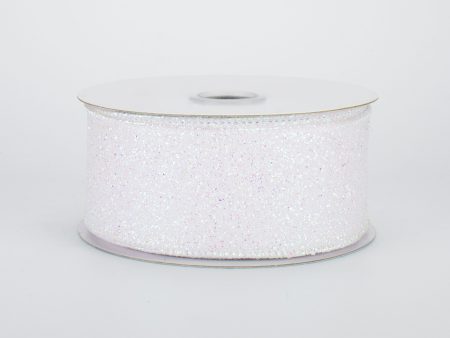 1.5  Glitter On Fabric Ribbon: Iridescent White (10 Yards) Sale